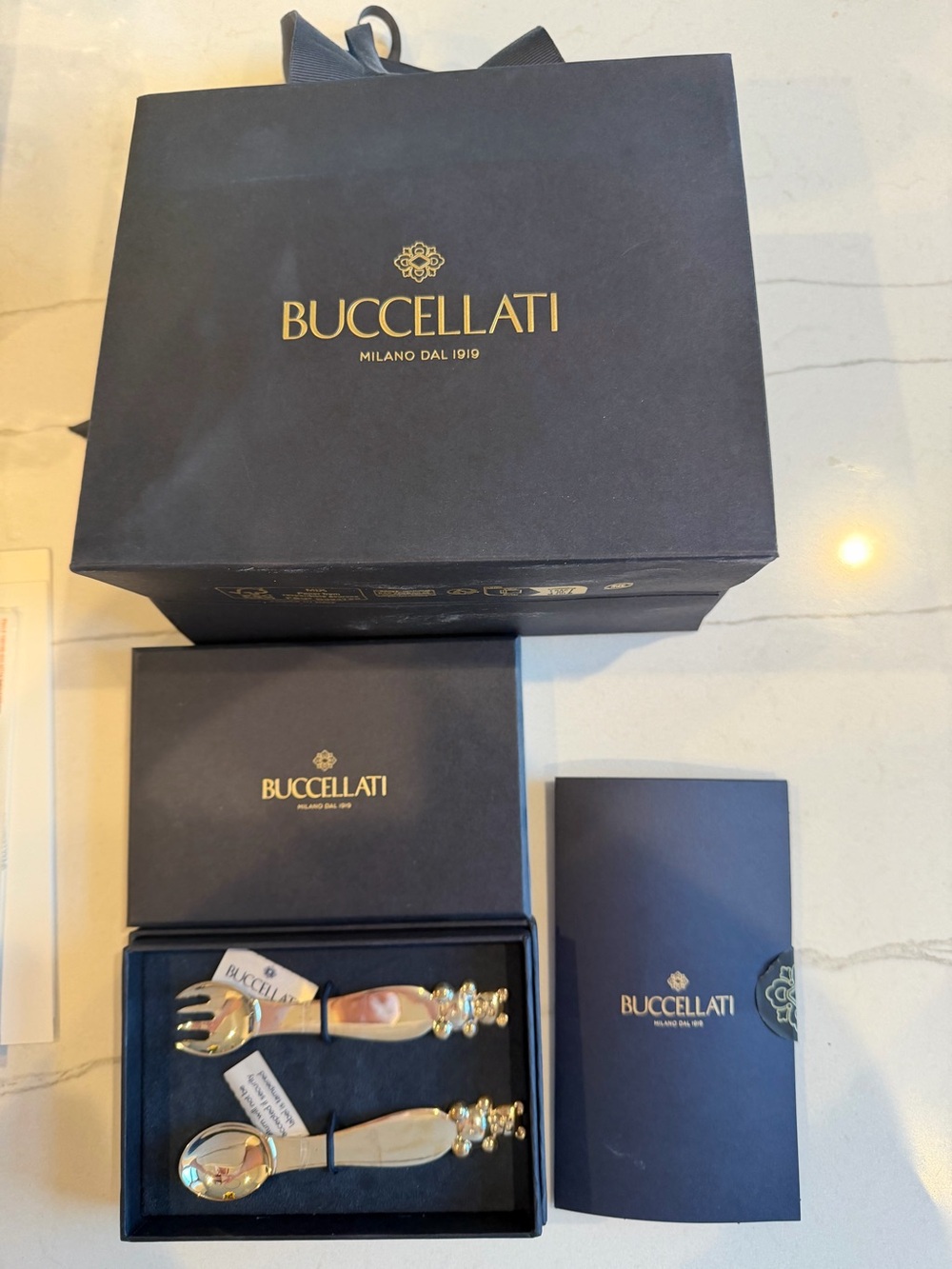 Buccellati Kids sterling Silver Baby Spoon & Fork Gift Set